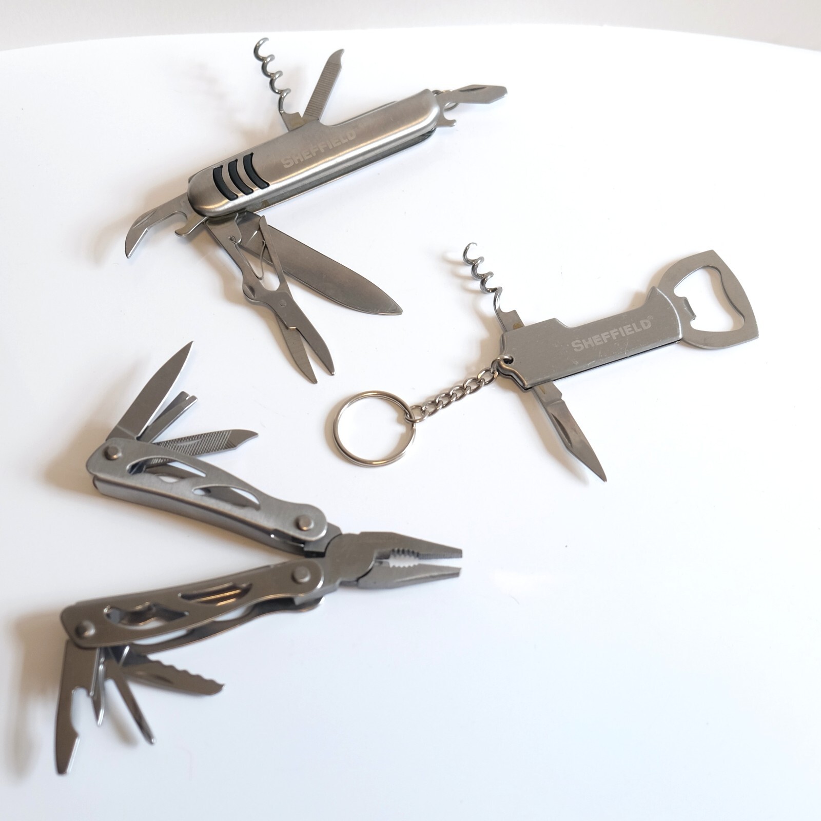 Sheffield Multi-Tool Pocket Knife Holster Bottle Opener Cocktail Knife Corkscrew