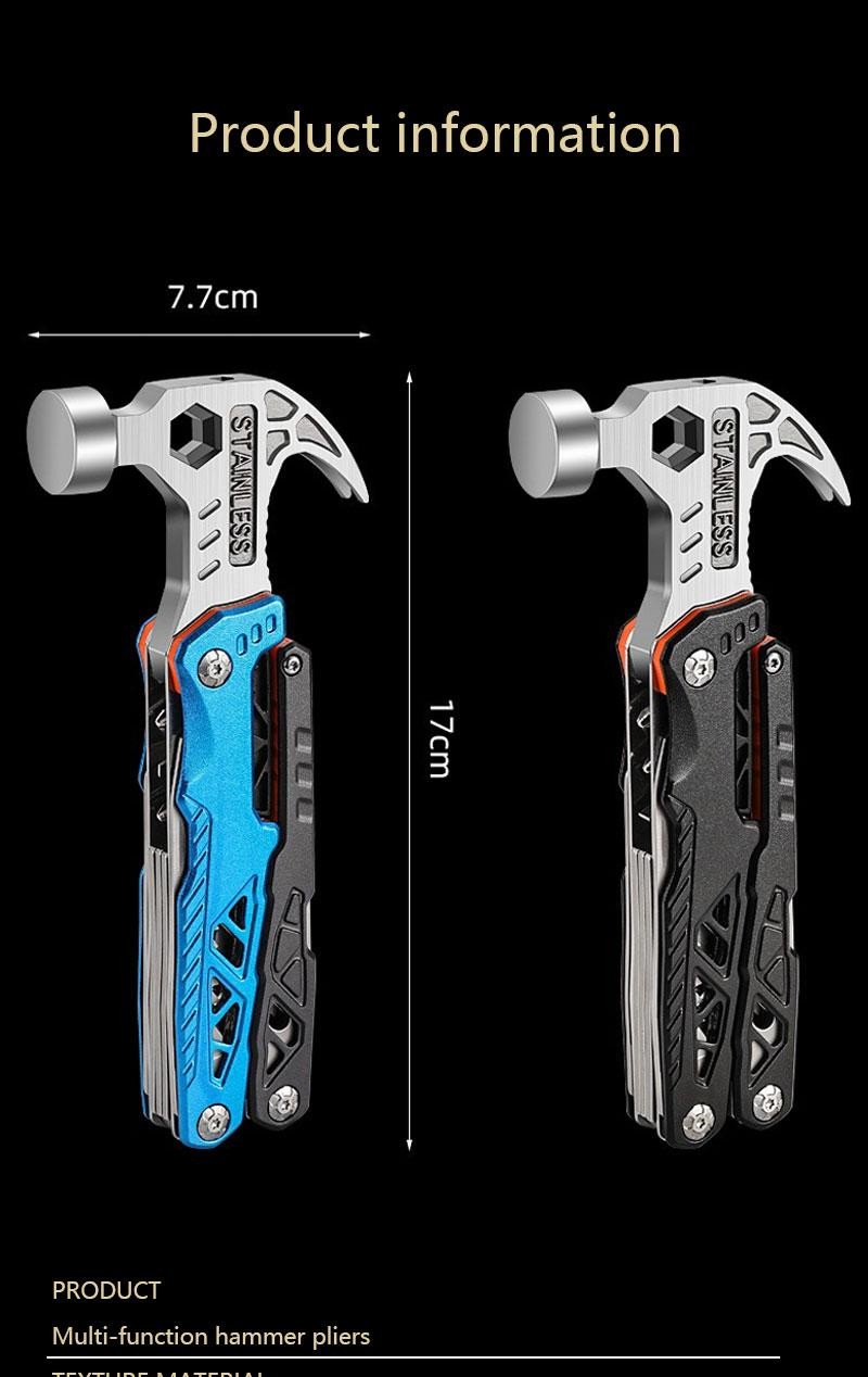 Outdoor Multifunction Hammer Pliers Knife Camping Emergency Survival Tool