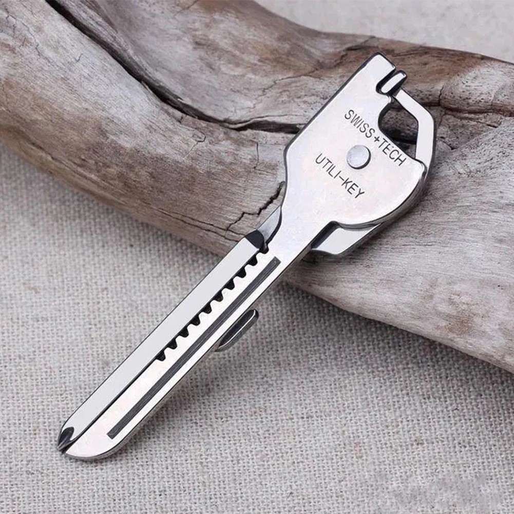 SWISS+TECH Utili-Key 6-in-1 Key Ring Chain Multitool Stainless Steel Pocket Tool