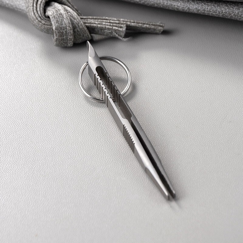 Mini Lightweight Titanium Alloy Keychain Tweezers Pry Bar Portable Outdoor EDC