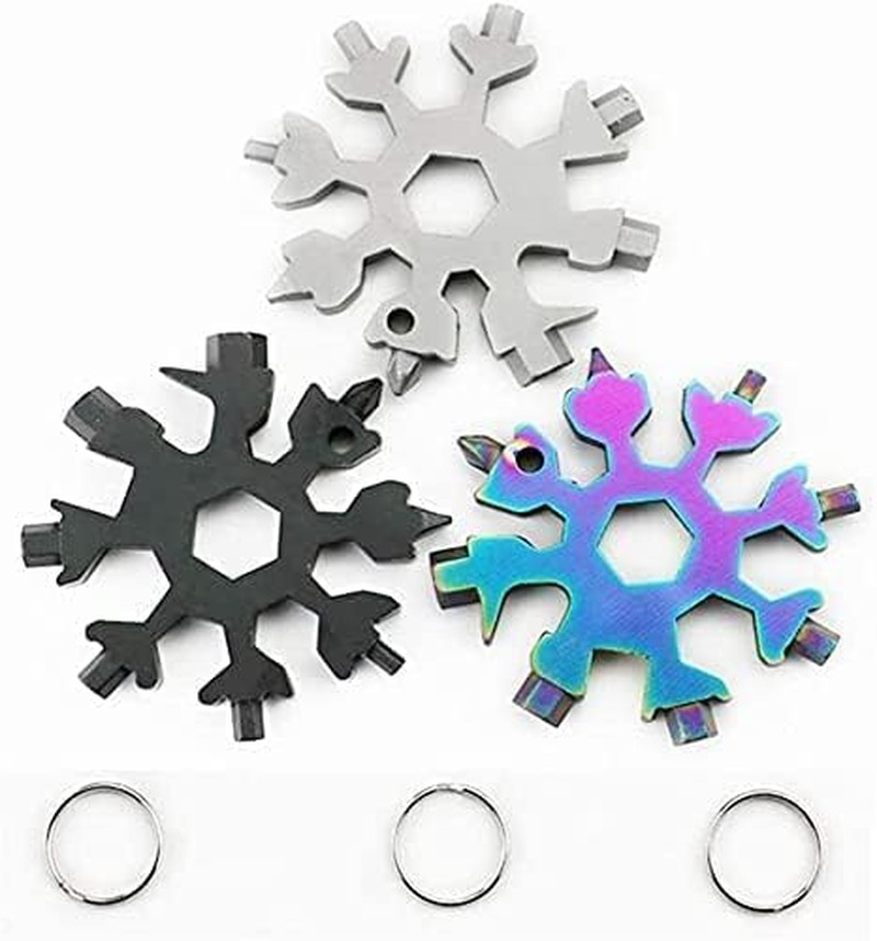3Packs Snowflake Multi Tool, 18-In-1 Stainless Steel Snowflake Multitool for Bot