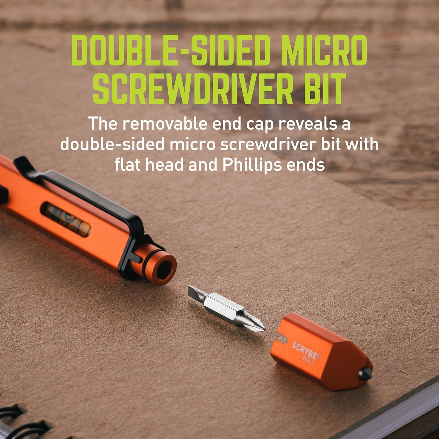 SCRYBE BOLT Multitool Pen | 8-In-1 Multitool with Ballpoint Pen, Bubble Level, 2