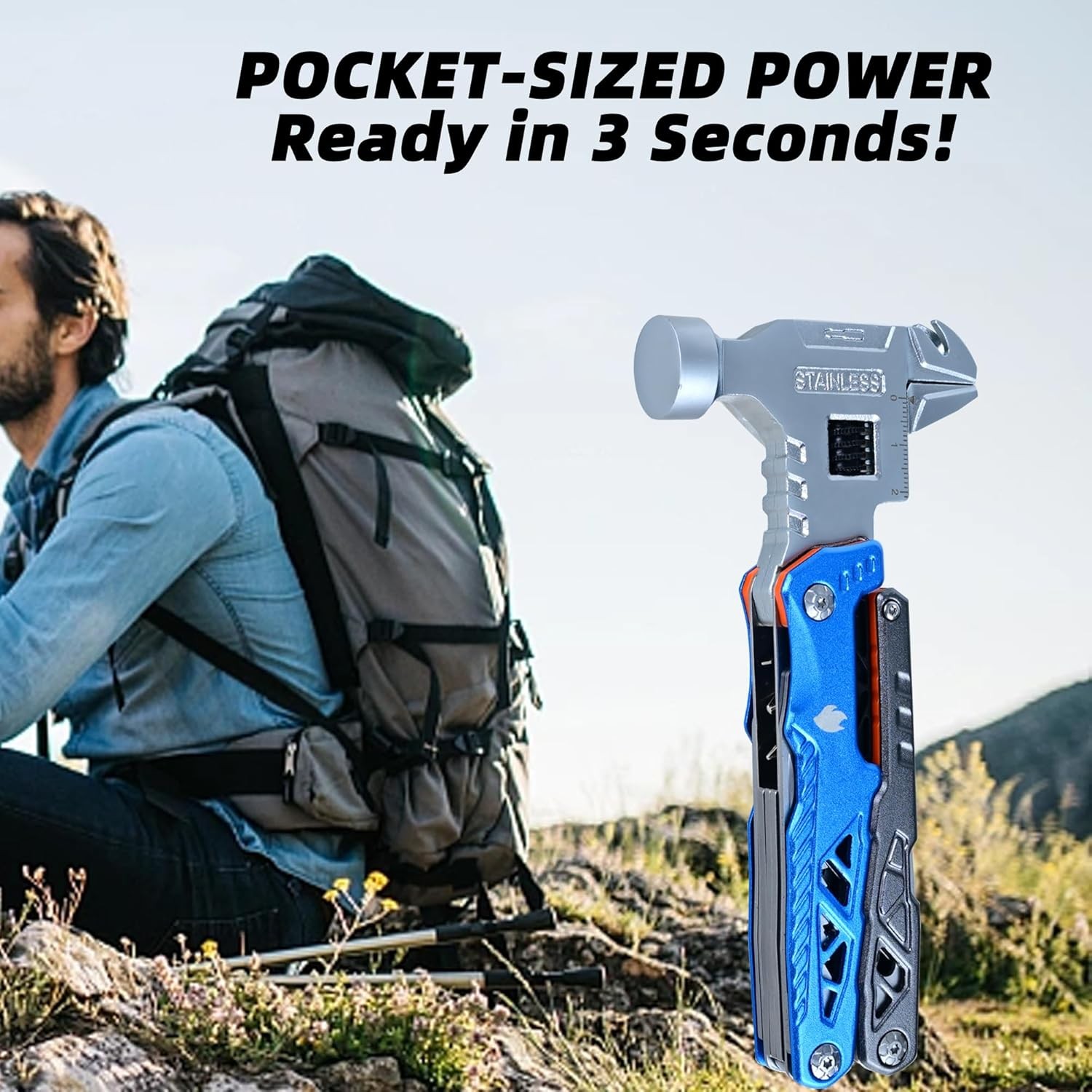 18-in-1 Multipurpose Tool Kit, Survival Camping Gear & Fishing Gifts for Dad – M