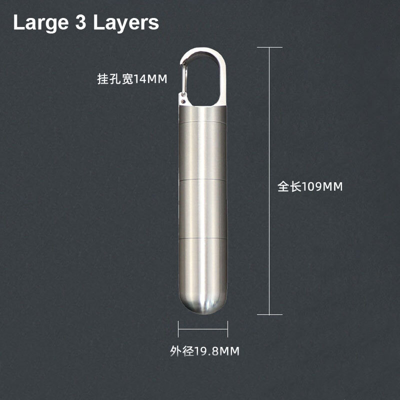 Outdoor Multilayer Waterproof Pill Case Key Chain Capsule Seal Container Box EDC
