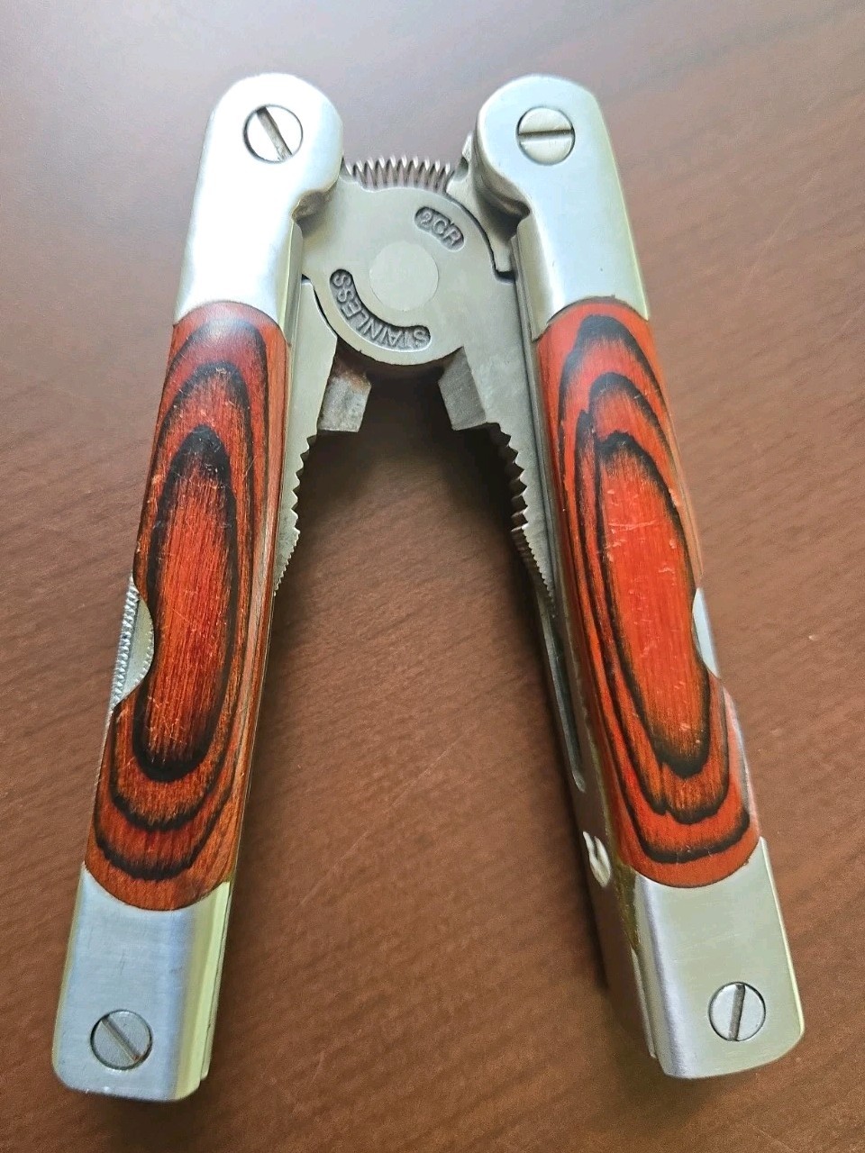 14-in-1 Multi Tool Pliers Stainless 2Cr Steel Wood Handle Pocket Knife Saw