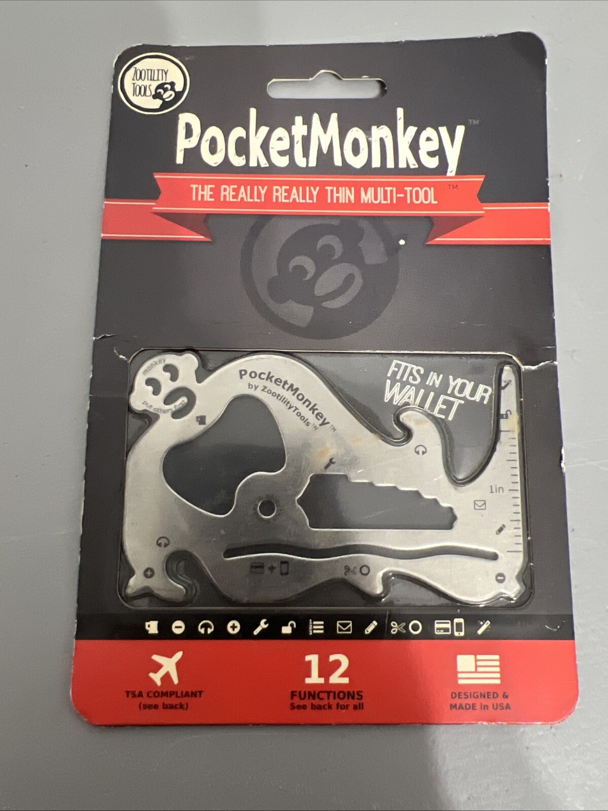 UNOPENED POCKETMONKEY – Zootility The Really Really Thin Multi Tool-Wallet Sized