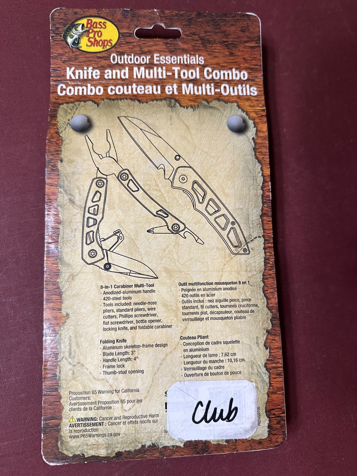 Bass Pro Shops Outdoor Essentials 7″ Skeleton Knife, And 8In 1 Multi-Tool Combo