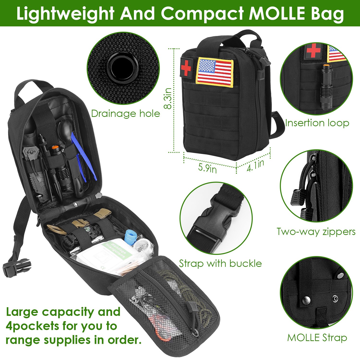 47Pcs Emergency Survival Kit Survival EDC Gear Equipment Tool First Aid Supplies