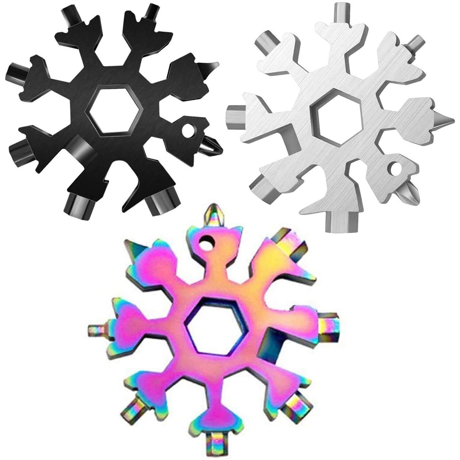 4 Colors 18-in-1 Snowflake Multi-Tool Carbon Steel Multitool Screwdriver Opener