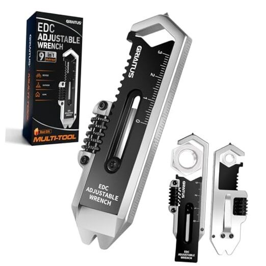 Small Multitool Wrench 9 in 1 Pocket Adjustable Wrench for Screw with Mini Pry
