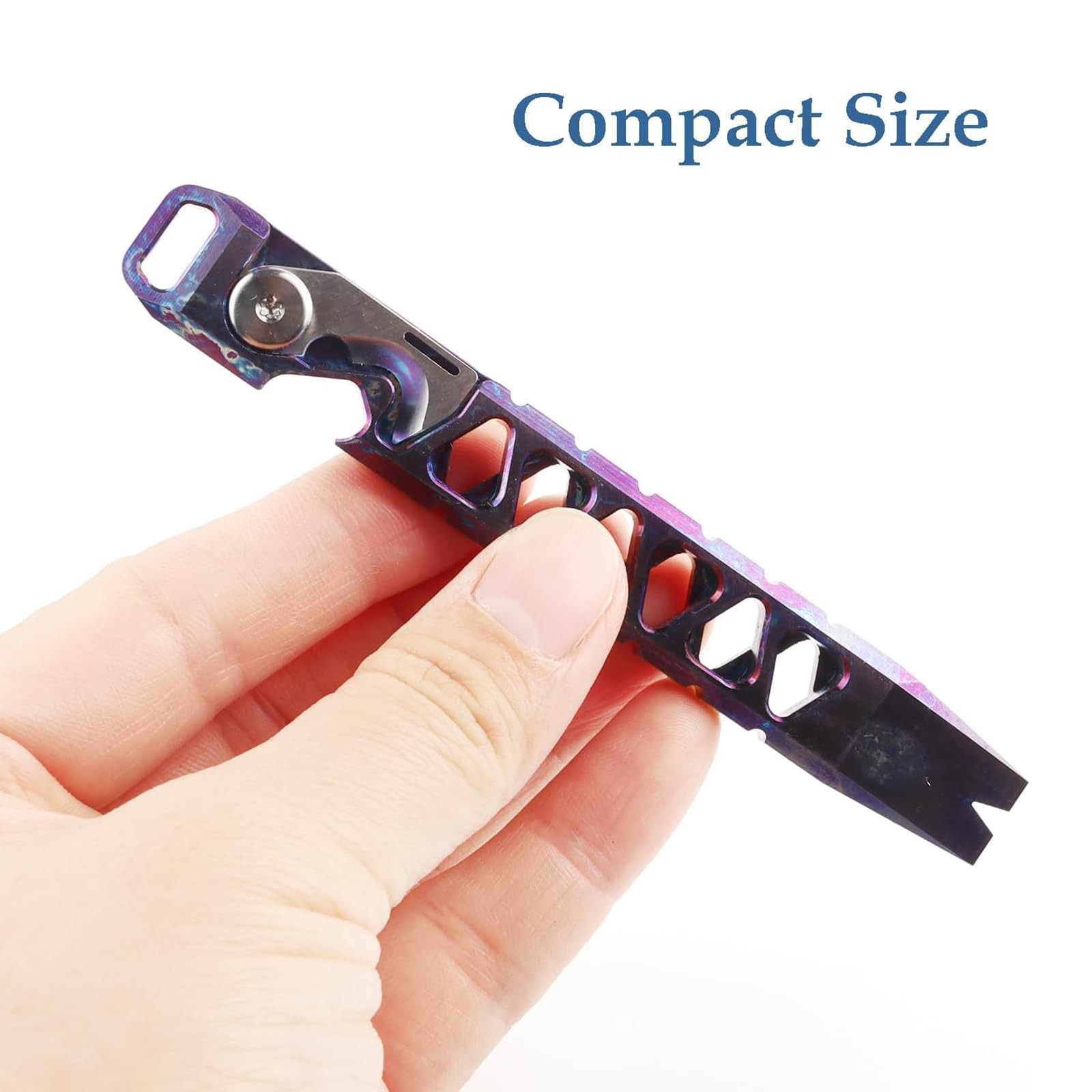 Pry Bar Titanium Prybar Bottle Opener 4.37″ 7-in-1 Multi-Function Tool with R…