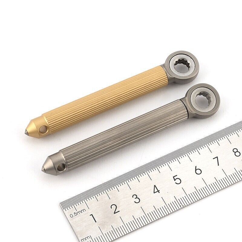 Titanium Brass S2 steel Multi Tools Card Screwdriver Pocket Outdoor Keychain EDC