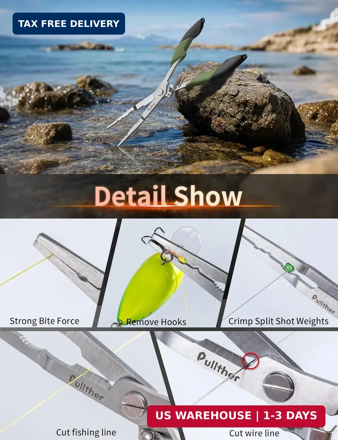 Fishing Gear,Hook Remover Fishing Pliers,Stainless Steel Fishing Tools,Multitool