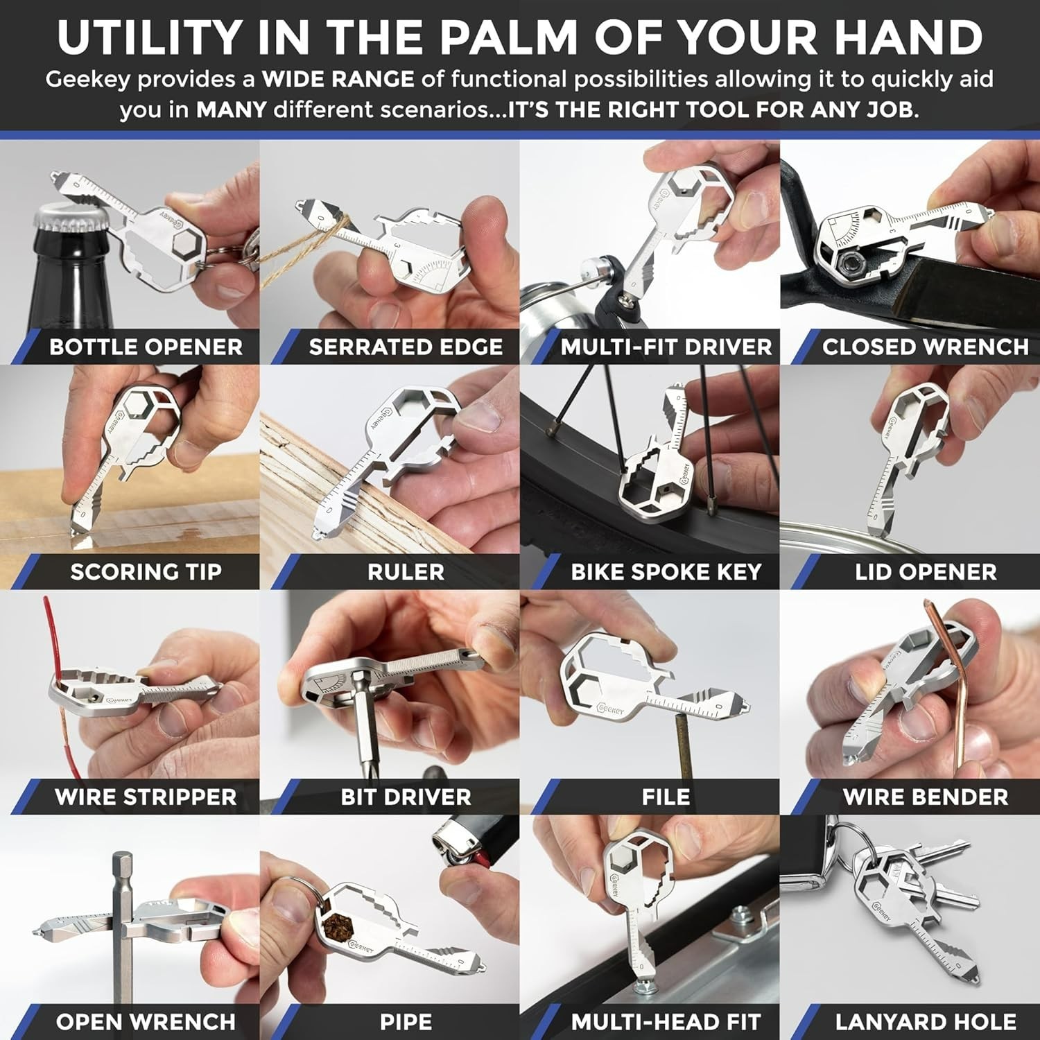 Portable Keychain Multitool with 16+ Functions – Perfect for Outdoor Adventures