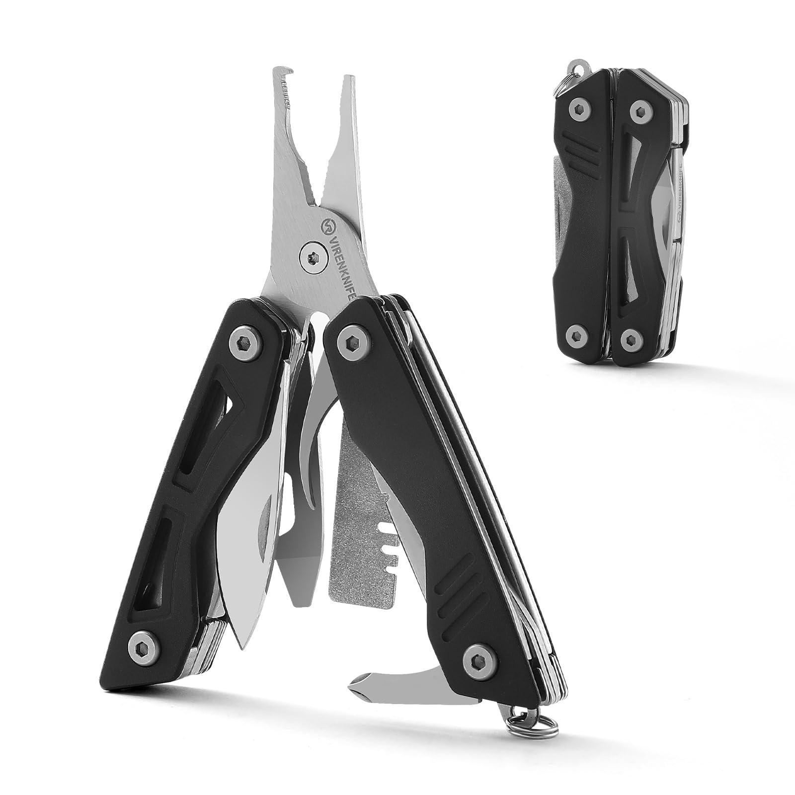 VIRENKNIFE Mini EDC Multitool,13-in-1 Stainless Steel Multi Tool Pliers with …