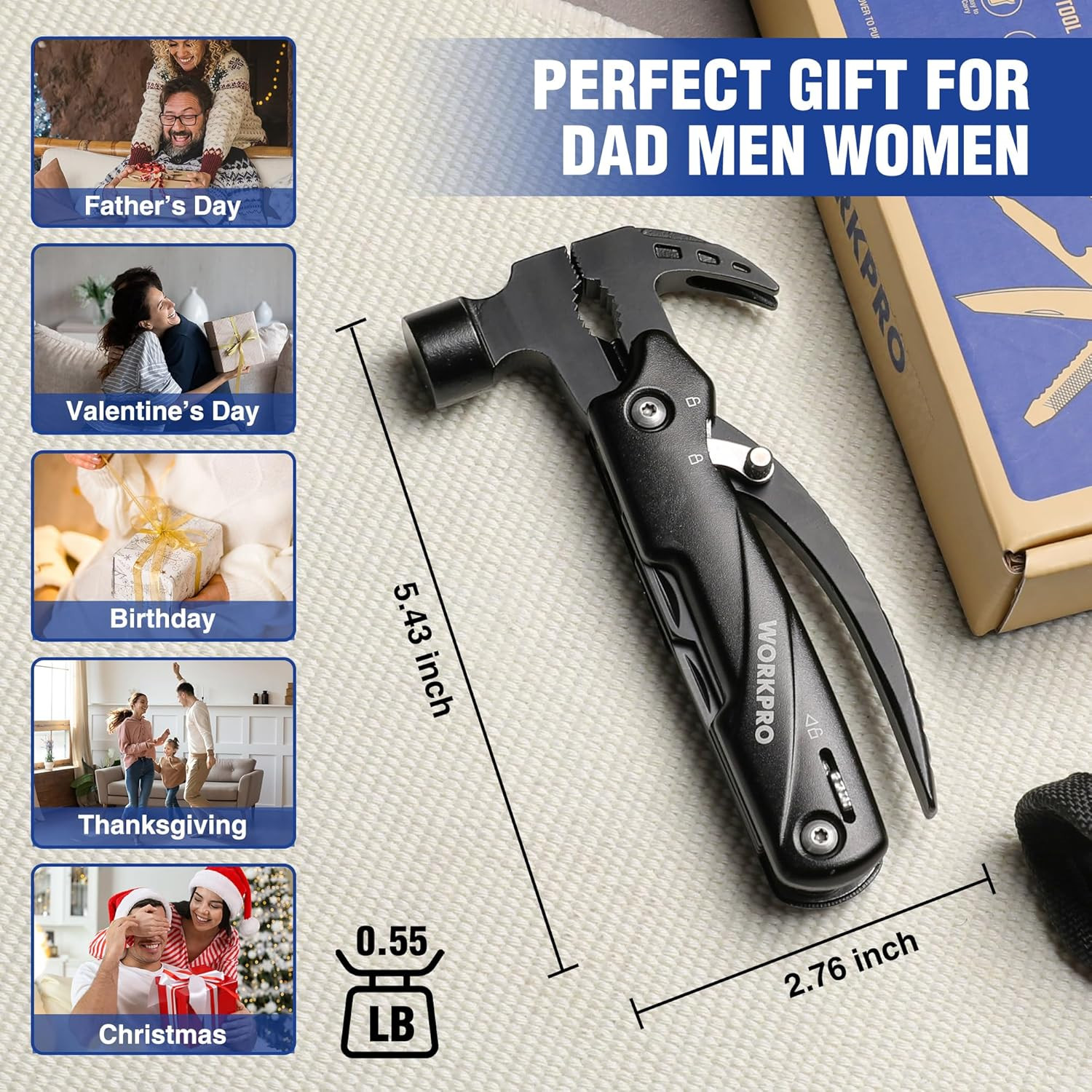 Multitool-12 in 1 Camping Tools with Mini Hammer-Edc Gear Multi Tools Hammer wit