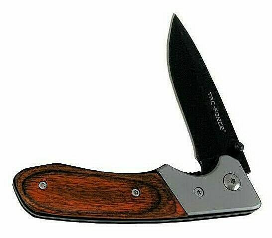 Tac-Force 8″ Pocket Knife Tactical Rescue Outdoor w/ Wood Handle + Pocket Clip