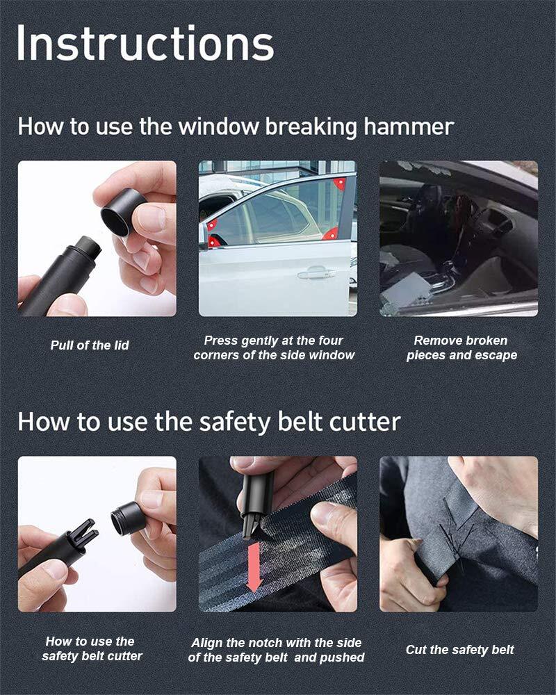 Car Safety Hammer Window Glass Breaker & Seat Belt Cutter Emergency Escape Tool