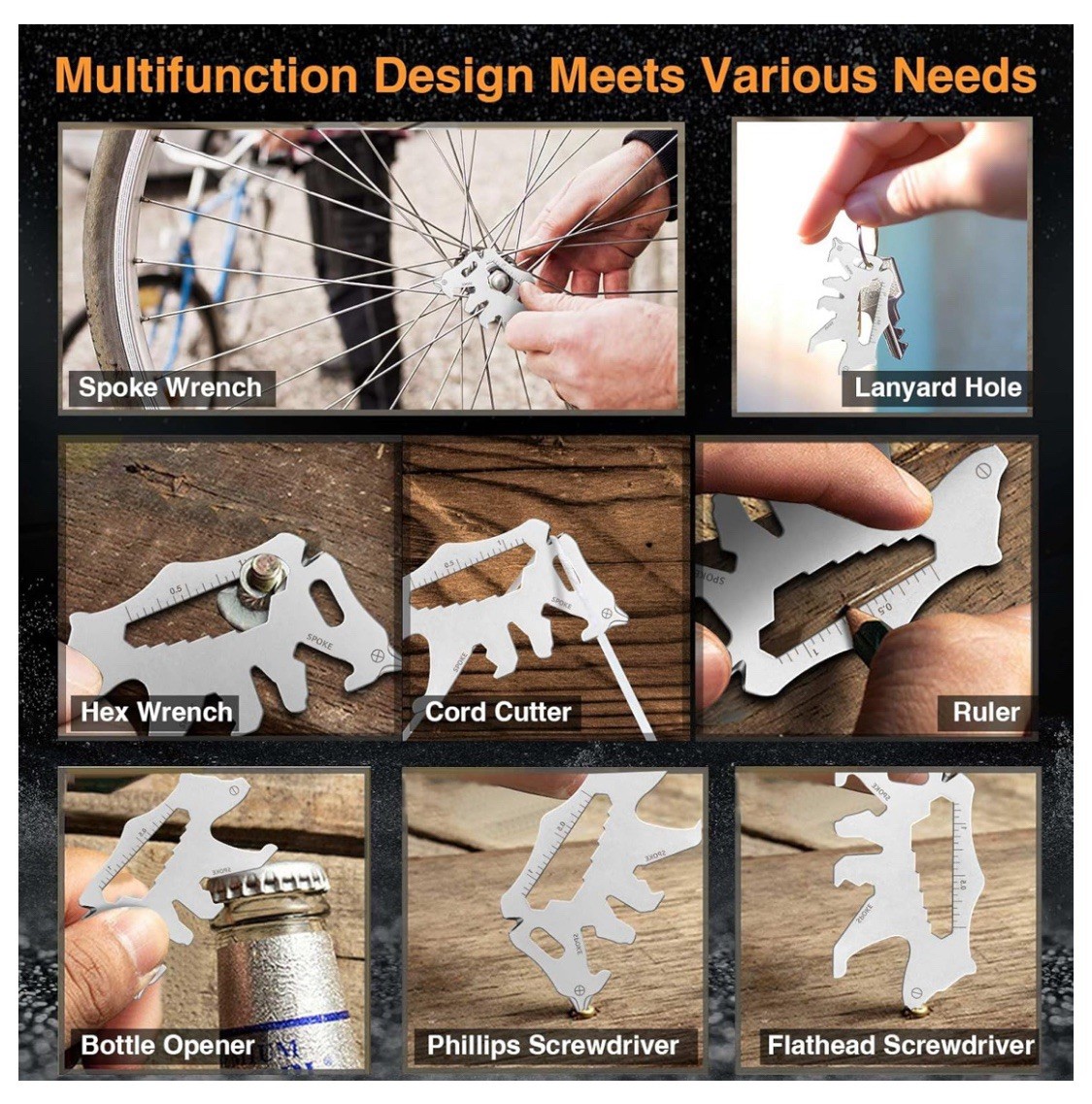 12 in 1 Keychain Multi-tool Bear Christmas Gifts Men Gadget Camping Survival