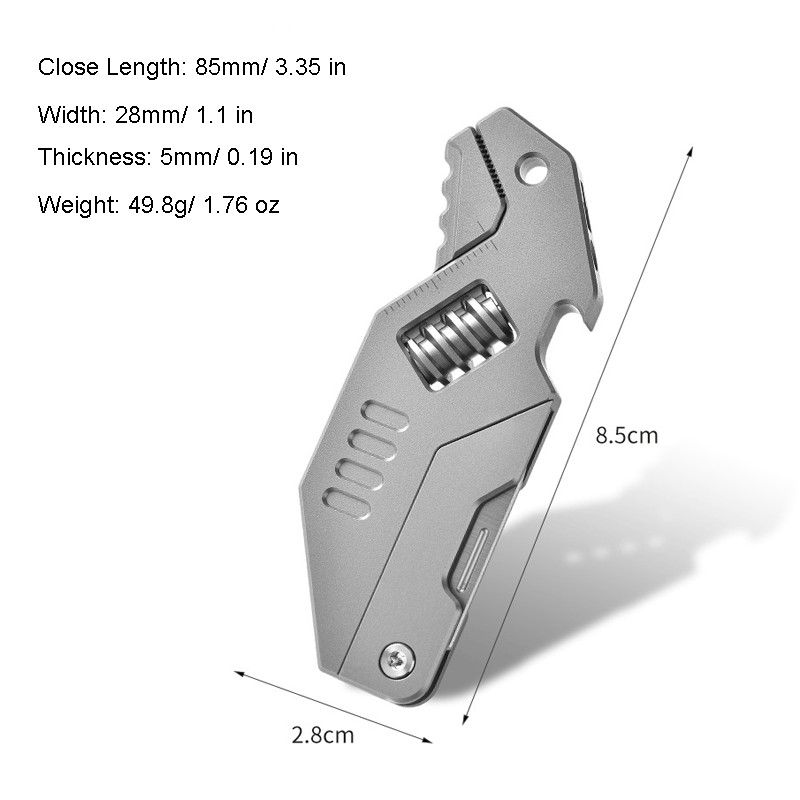 EDC Titanium Alloy Multi Tools Adjustable Wrench Pocket Folding Knife Keychain