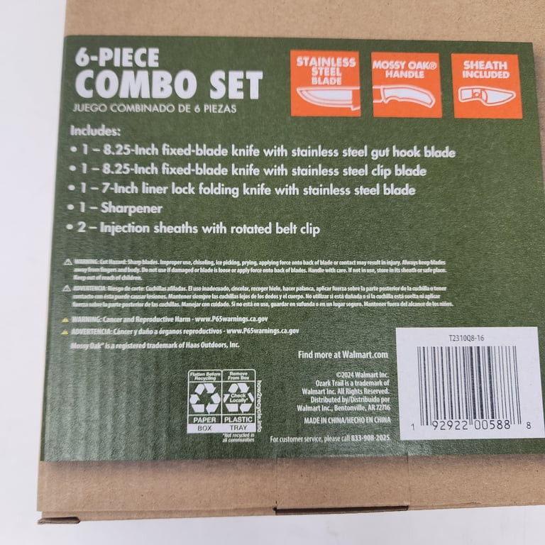 Ozark Trail 6 Piece Combo Knife Set With Sheaths Sharpener Outdoor Trail Camo