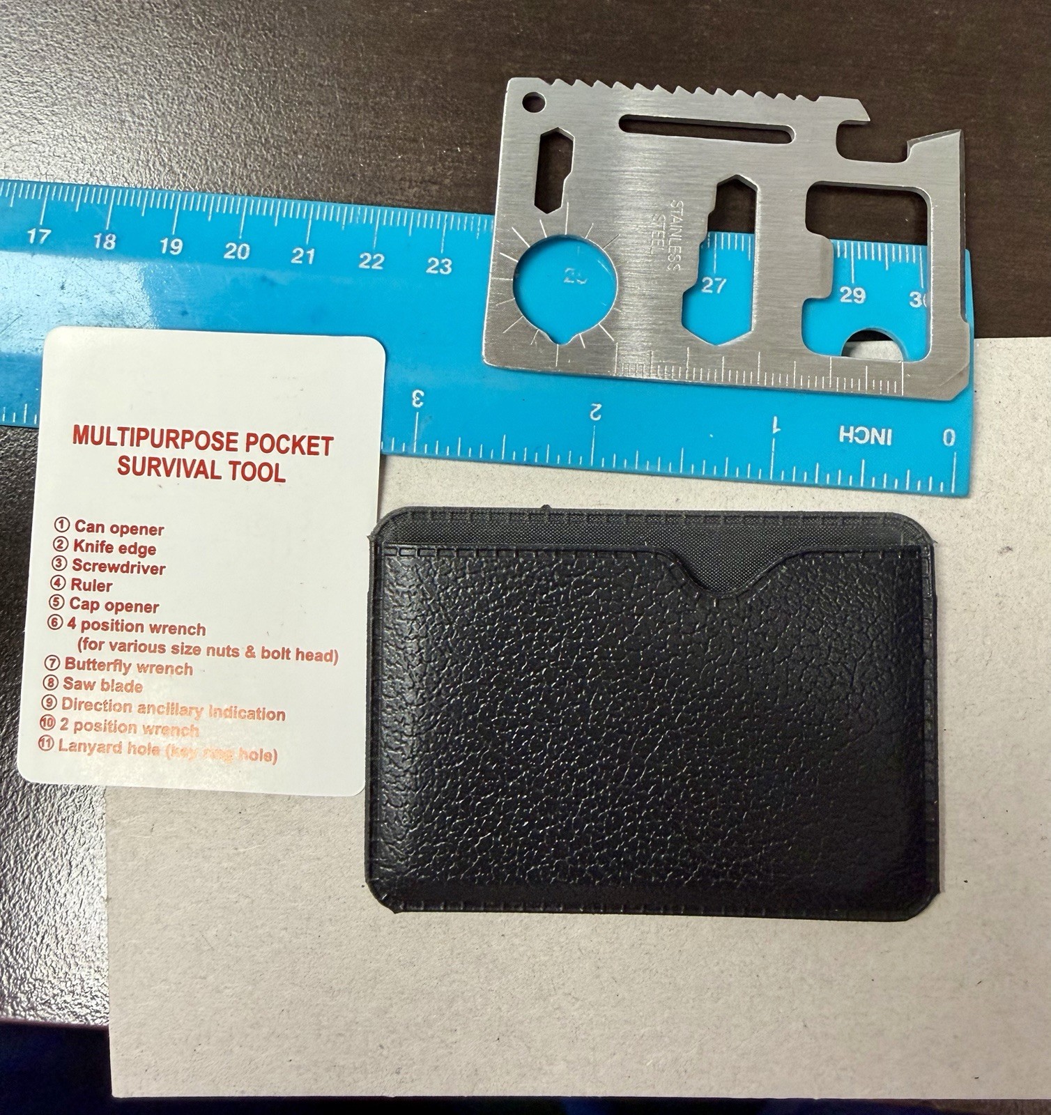Emergency Survival Wallet Tool Gift Set Stainless Steel Camping EDC Prepper Kit