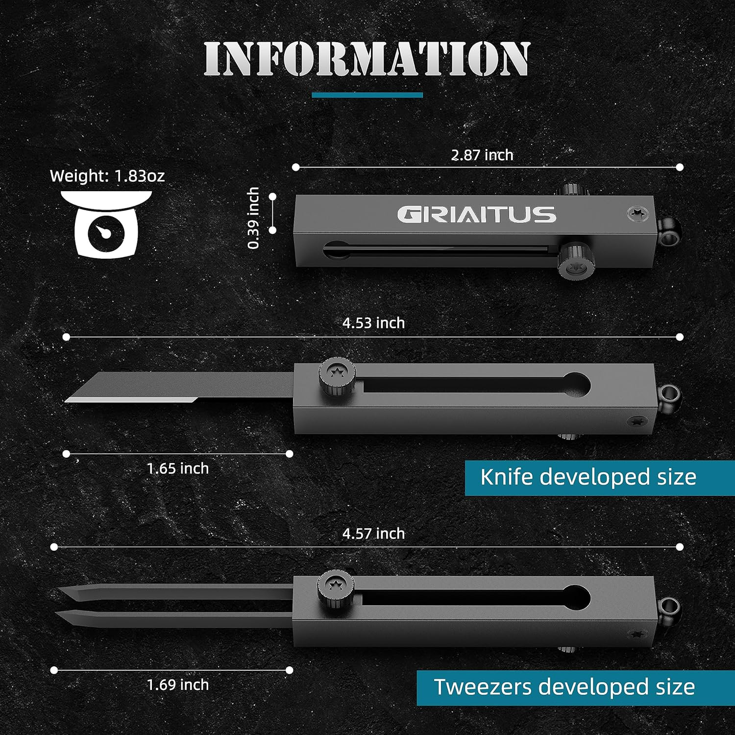 EDC Tweezers Precision Pocket Knife 2 In1 Keychain Multitool Knives Retractable