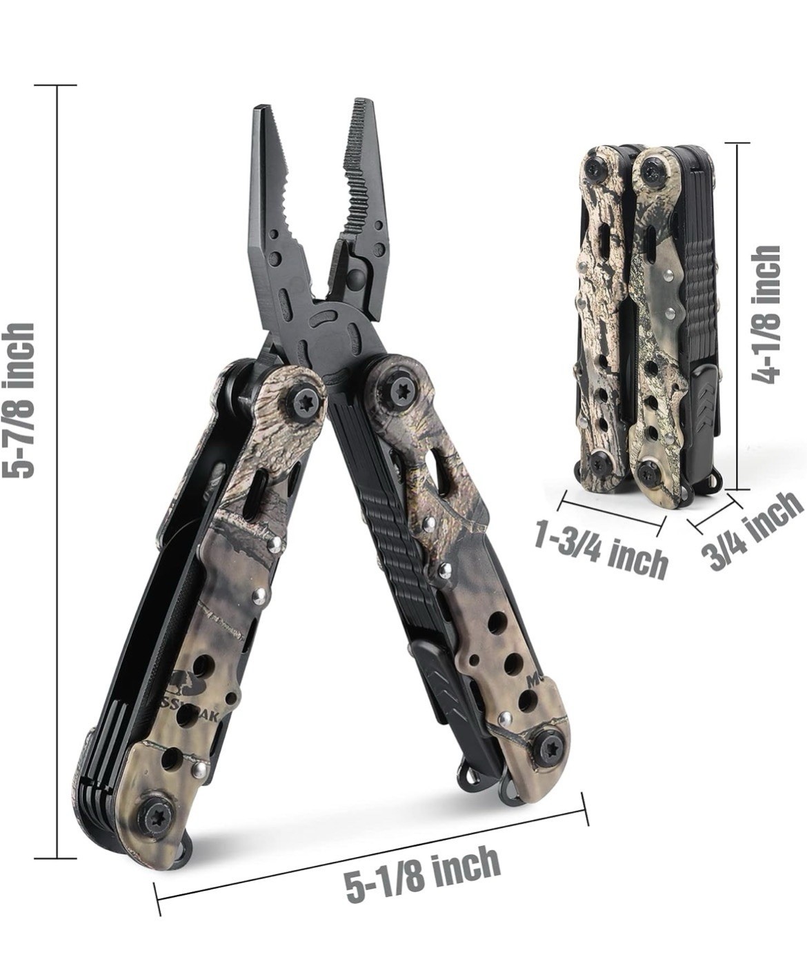 MOSSY OAK 13-in-1 MULTI-TOOL w/ Sheath (Knife, Pliers, Saw, Screwdrivers, etc.)