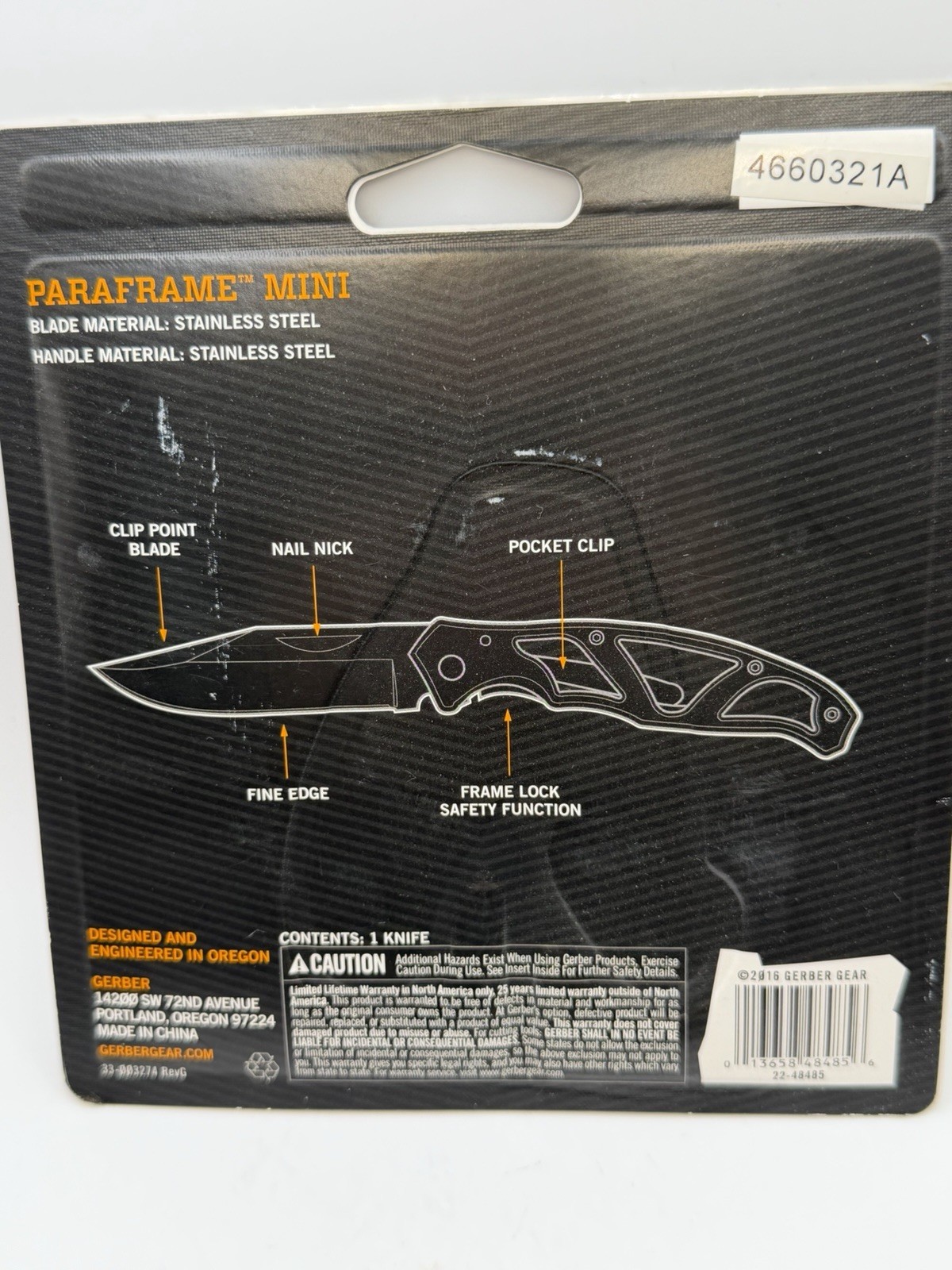 Gerber Mini Paraframe Fine Edge Stainless Steel Folding Knife New 22-48485