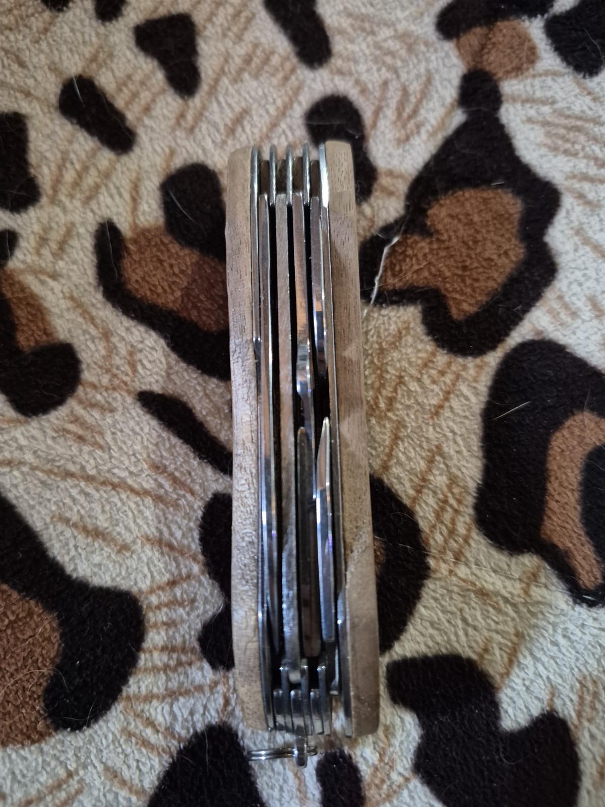 Wood Handle Multi-Tool Knife, Scissors, Corkscrew, Stainless Steel