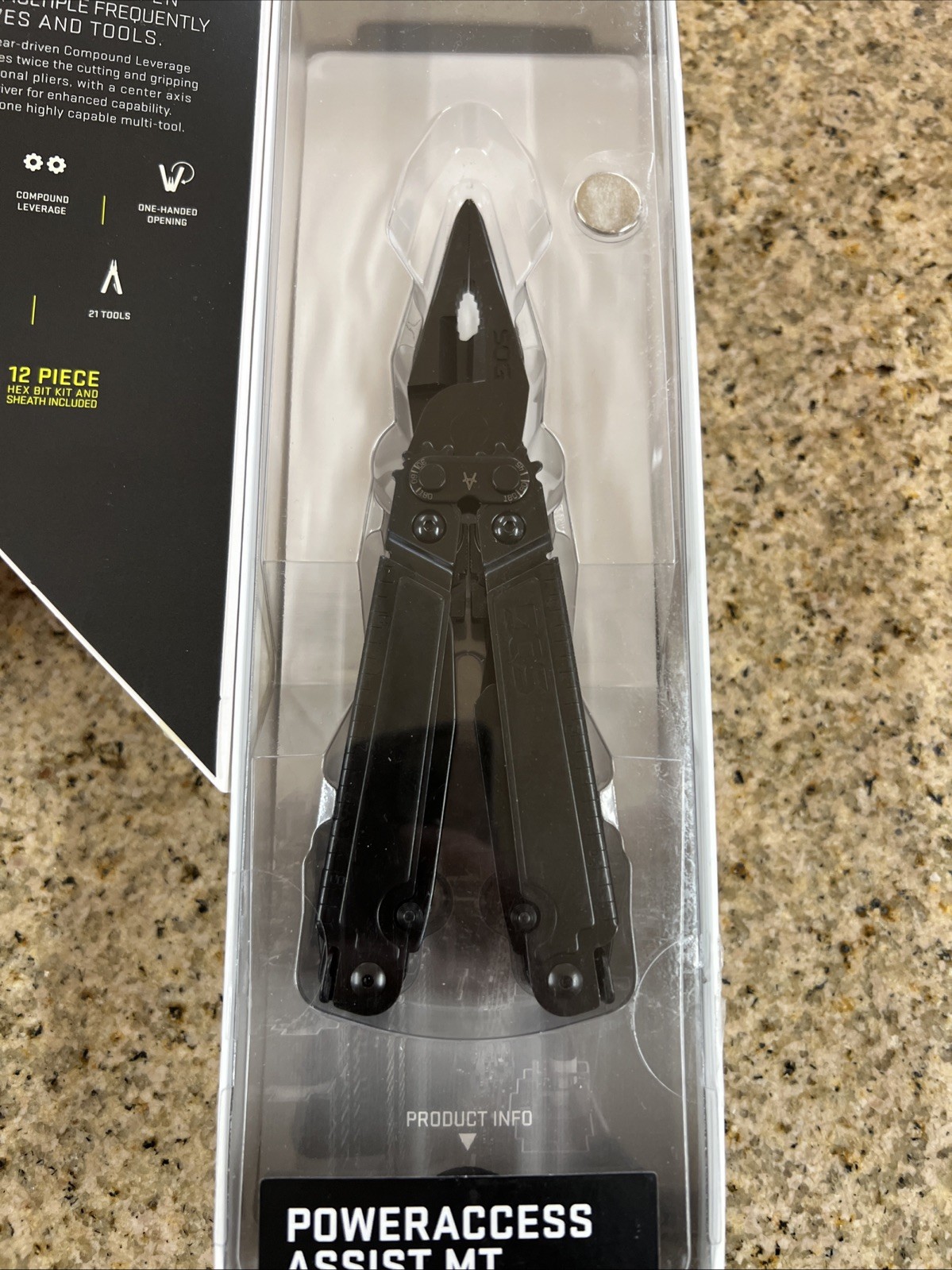 SOG PowerAccess Assist 6.88″ Black Stainless Steel Multi Tool PA3002CP – NEW