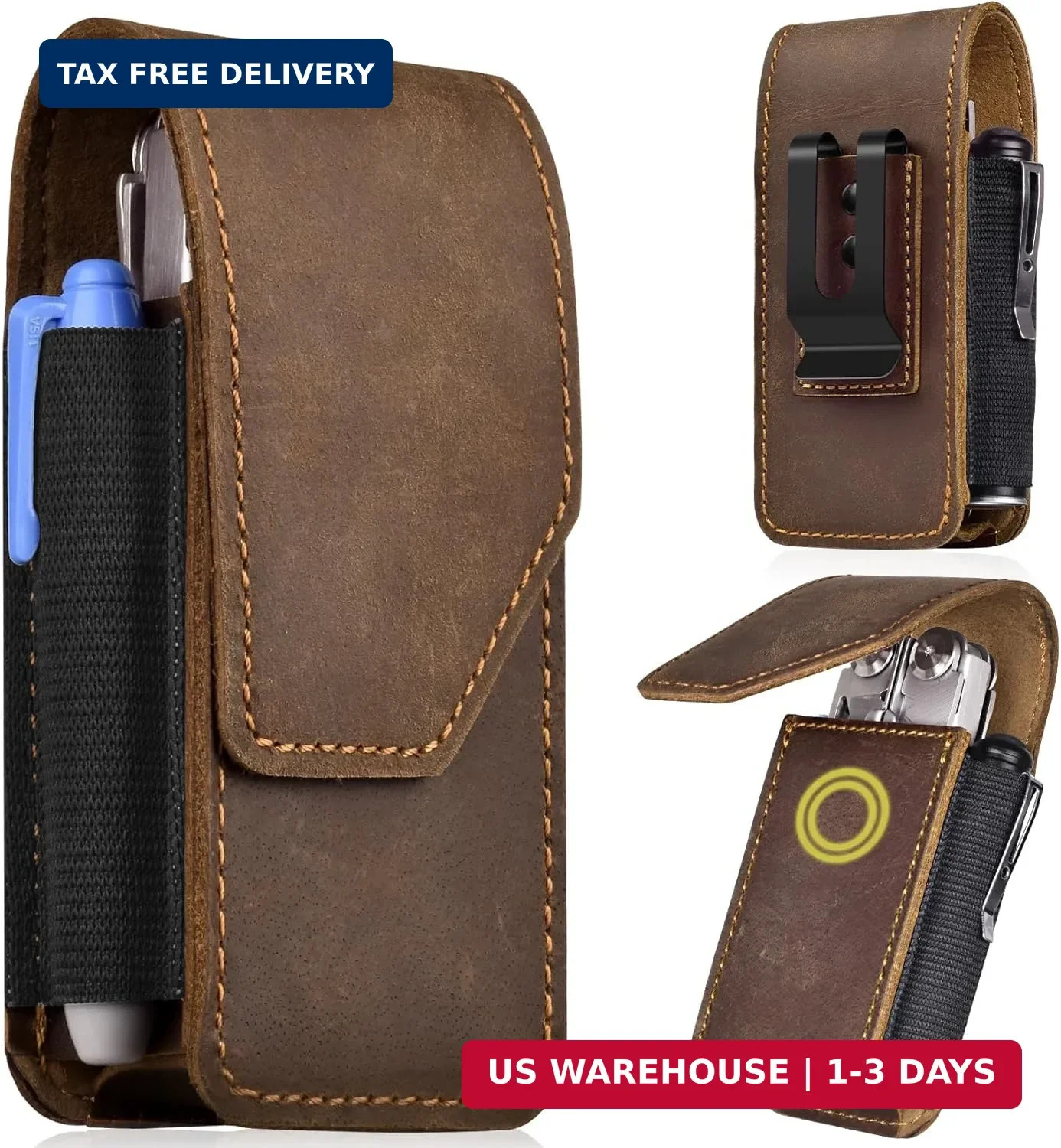 Leather Multitool Sheath Compatible with Leatherman Wave Plus Wingman Surge Reba