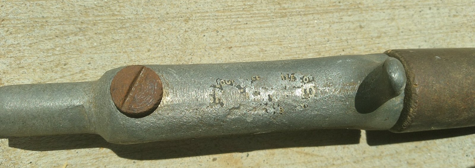Vintage Steel Rod Has Tag Cant Make Out Name