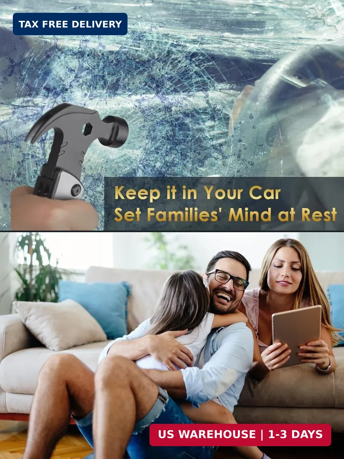 Fathers Day Dad Gifts from Daughter Son Wife, 13 in 1 Hammer Multitool, Cool Cam