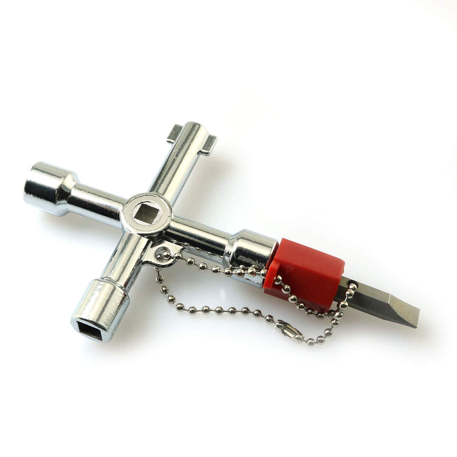 4-Way Cross Key Universal Triangle Wrench Zinc Alloy Plumbers Electric
