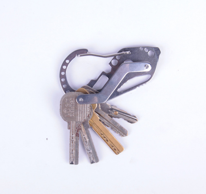 Heavy Duty Carabiner Keychain Multi Tool Bottle Opener EDC Key Clip