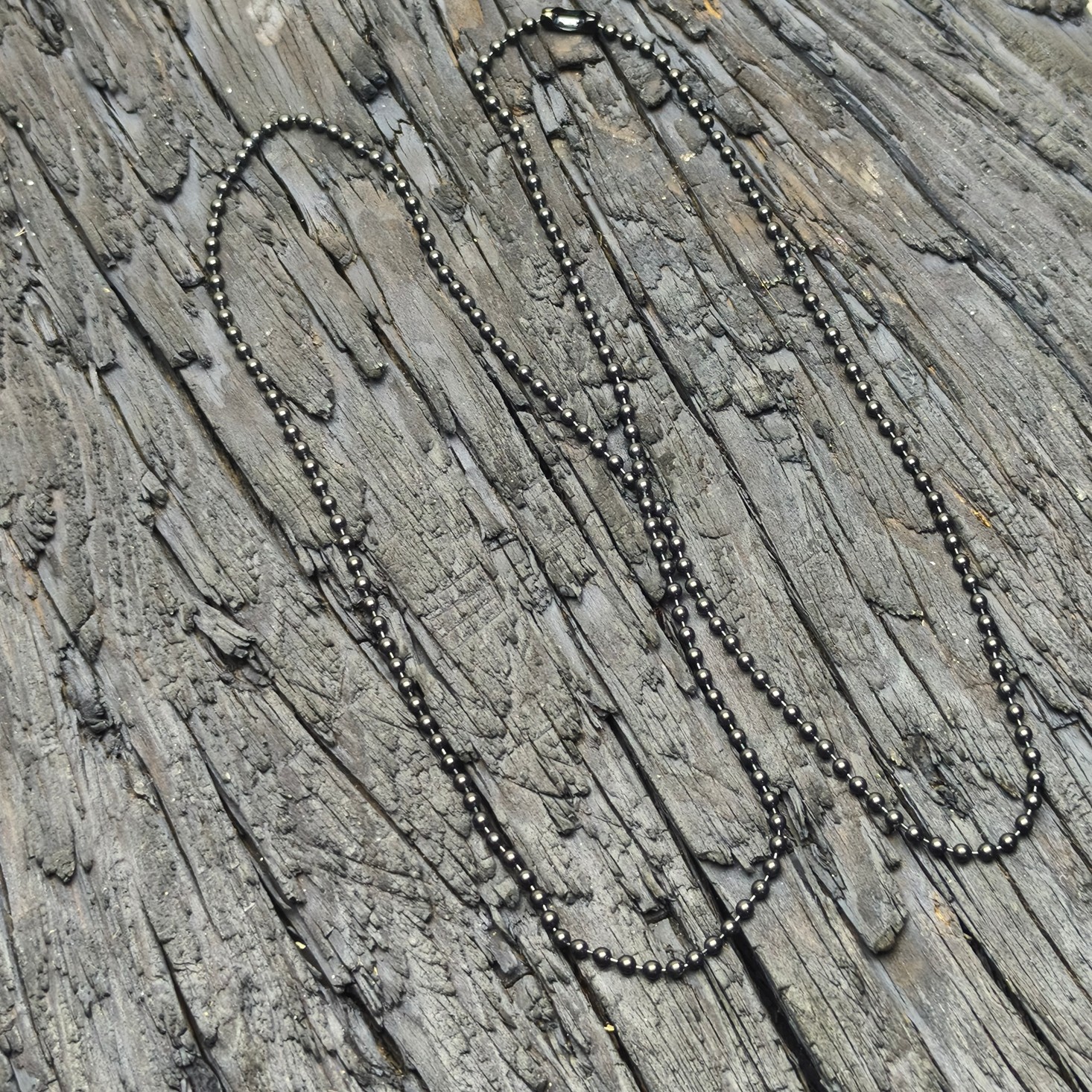 EDC Anti-allergy Pure Chain Ball Bead Necklace black 2.4x650mm