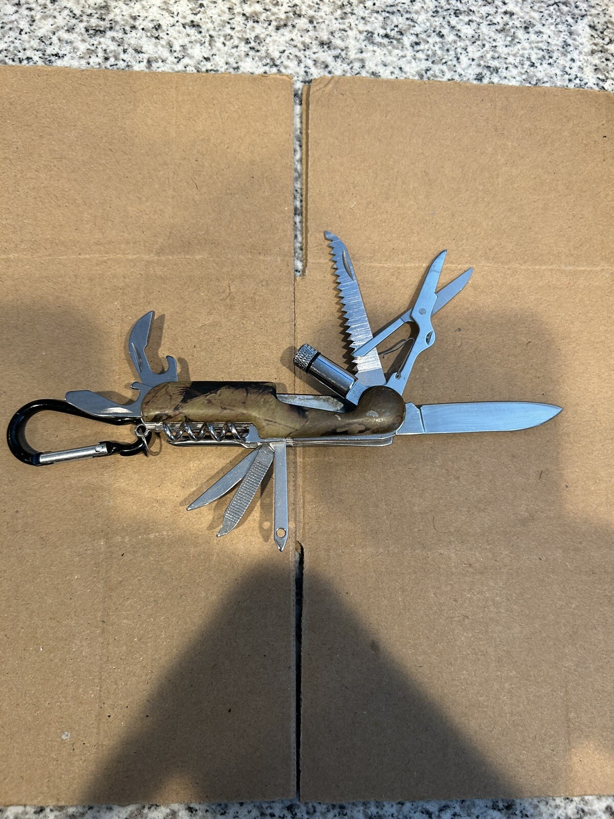 Multi Tool SAK Camo Plastic Handle Scissors Corkscrew