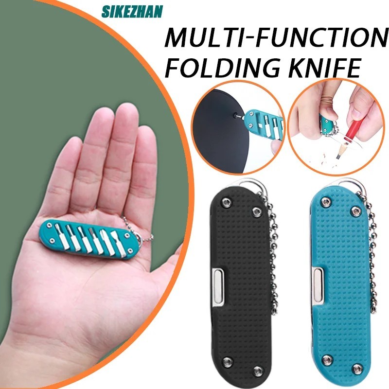 7-in-1 Multifunction Folding Knife Screwdriver Keychain Tool Stainless Steel