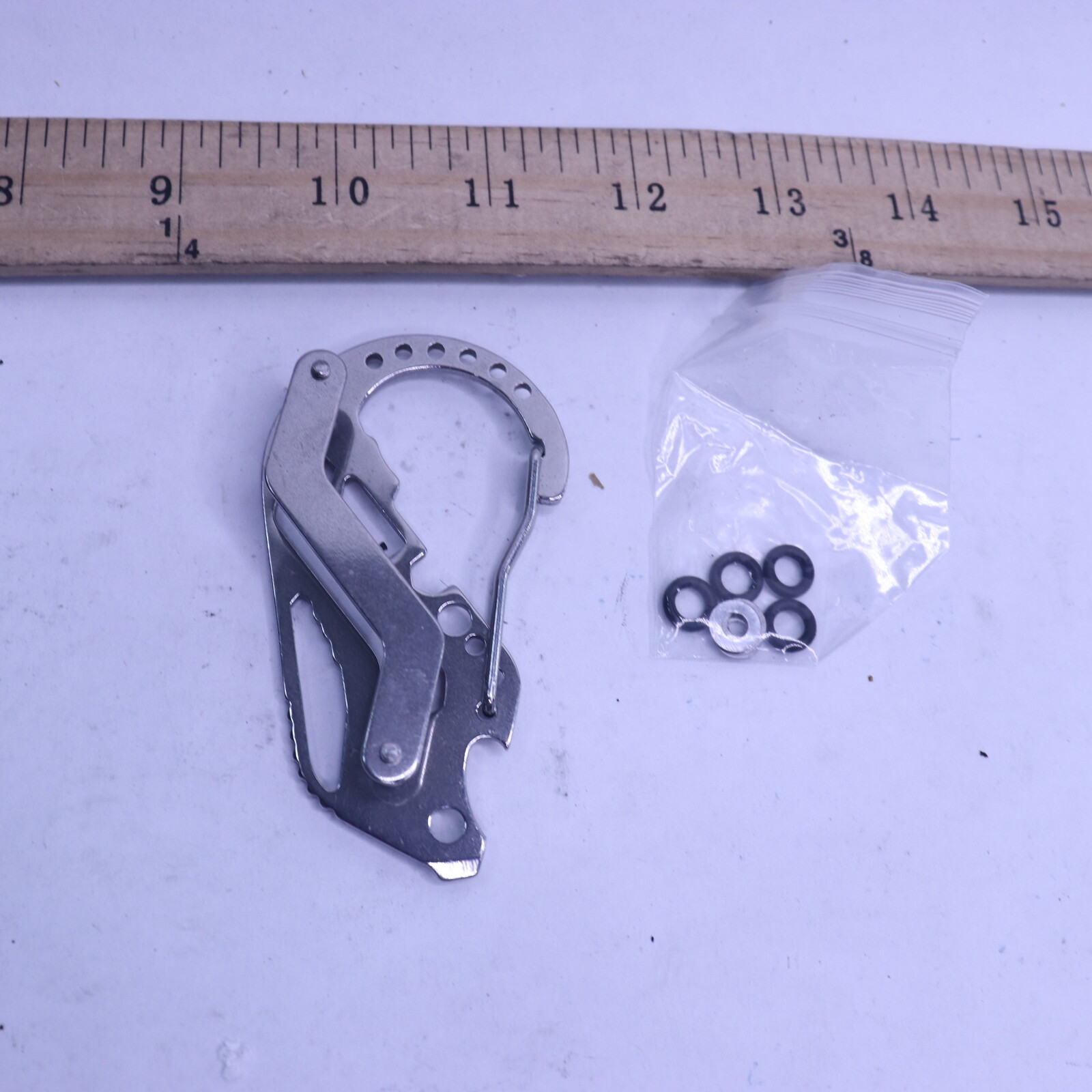 Key Holder Wrench Quickdraw Carabiner w/ Bottle Opener Stainless Steel