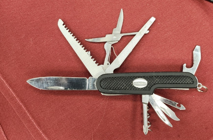 WINCHESTER Swiss Style Pocket Knife Multi Function Stainless Steel Black check