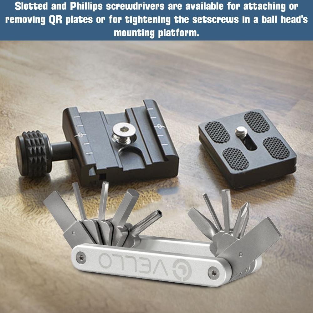 Vello 10-in-1 Multi Tool for Camera Tripods w/ Hex Keys Torx & Screwdrivers