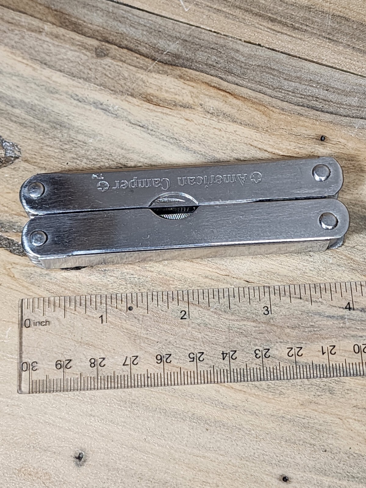 American Camper Multi-Tool Pocket Knife Pliers Silver – Brown Leather Case T161