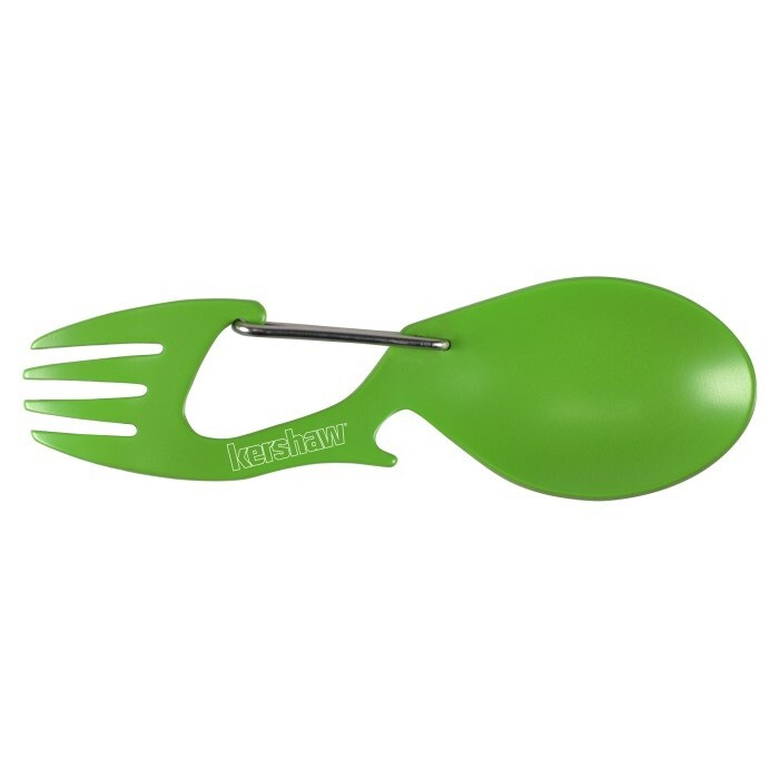 2 Kershaw Ration Multi Tool Spork Spoon Fork Carabiner & Bottle Open 1140 Green
