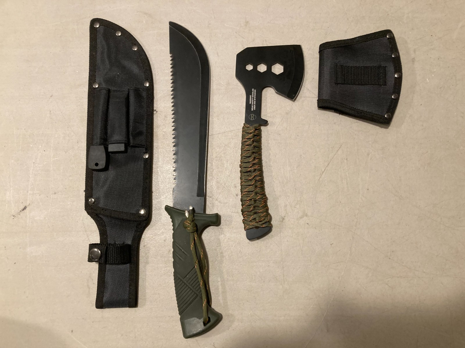 Lot of 2 Ozark Trail Camping Set Machete Axe Knife Combo