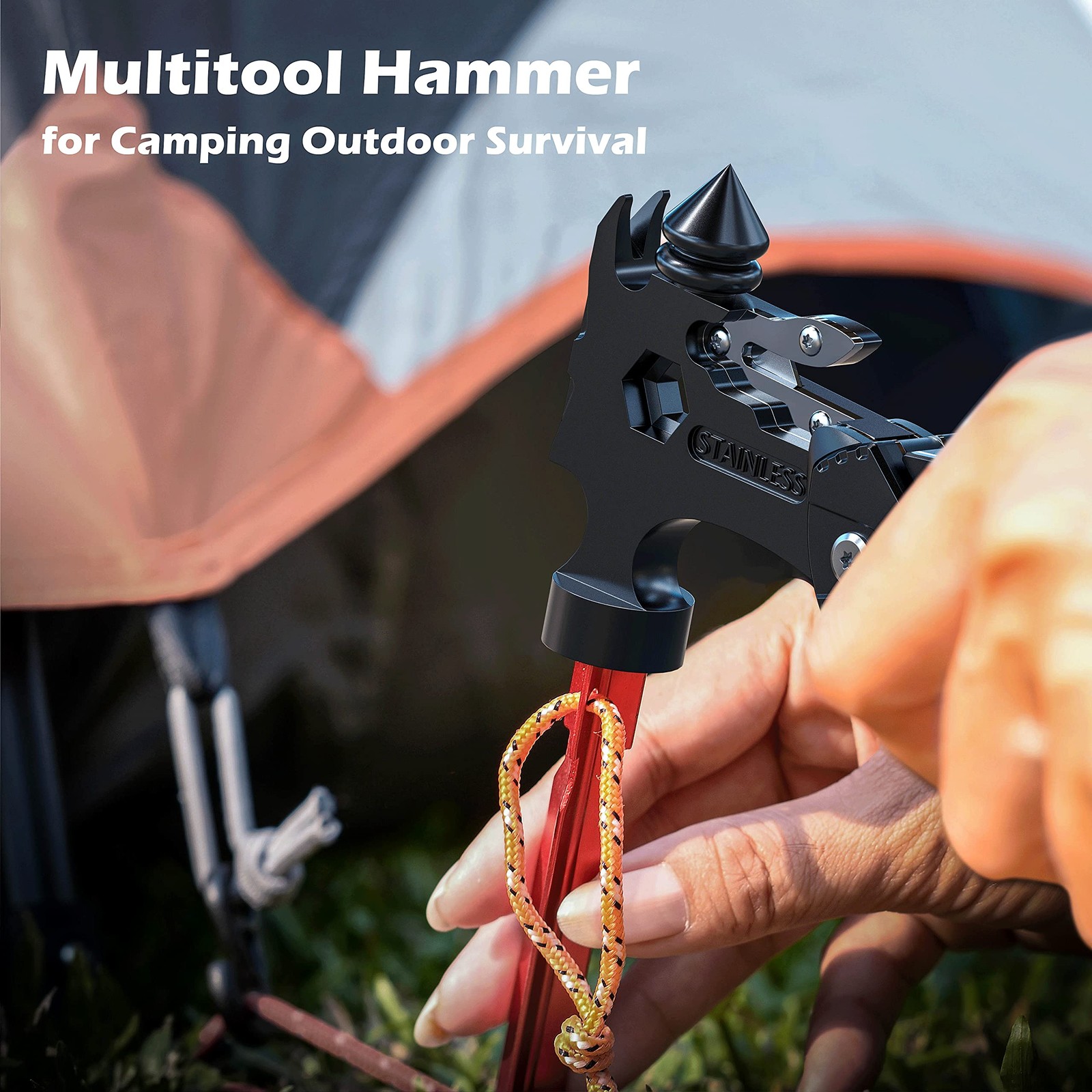 Camping Essentials Multitool,16 in 1 Multi Tool Survival Gear with Hammer, Pl…