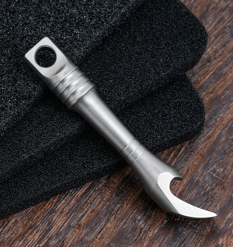 Mini Titanium Keychain Pry Bar Crowbar Bottle Opener Necklace Pendant Multi EDC
