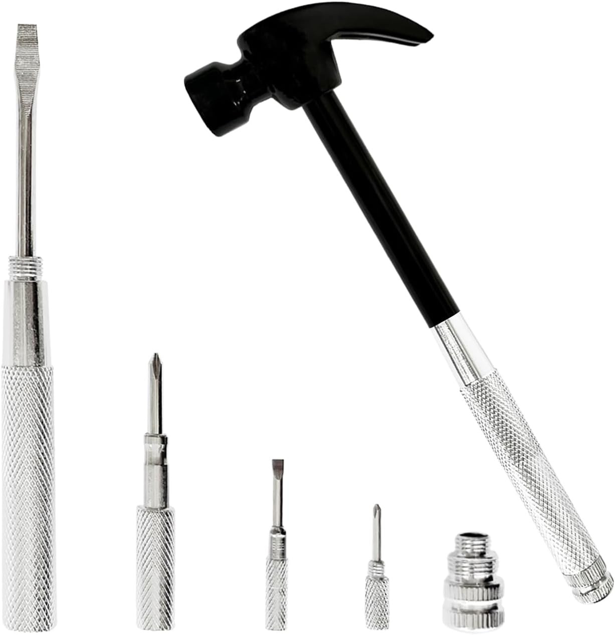 Multifunction 6 in 1 Screwdriver and Small Hammer Set, Camping Multitool Hand To
