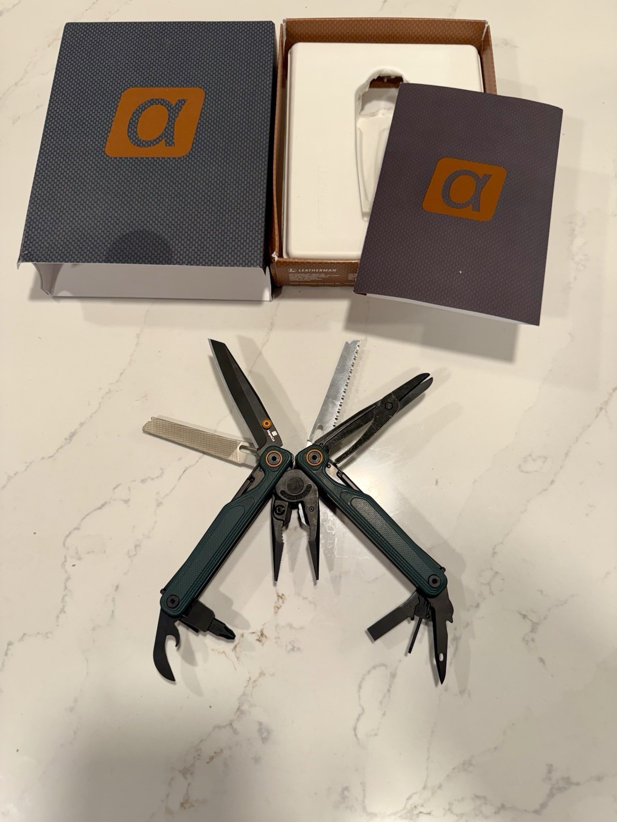 Leatherman Wave Alpha Multitool Black Oxide CUSTOM SWAP Teal Cascadia G-10 *READ