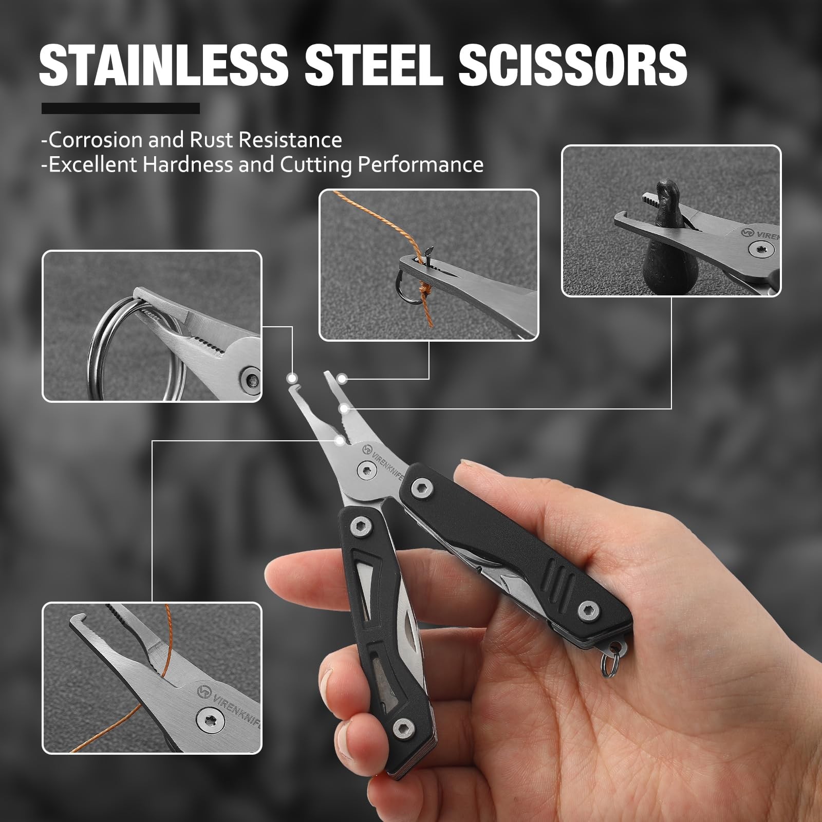 VIRENKNIFE Mini EDC Multitool,13-in-1 Stainless Steel Multi Tool Pliers with …